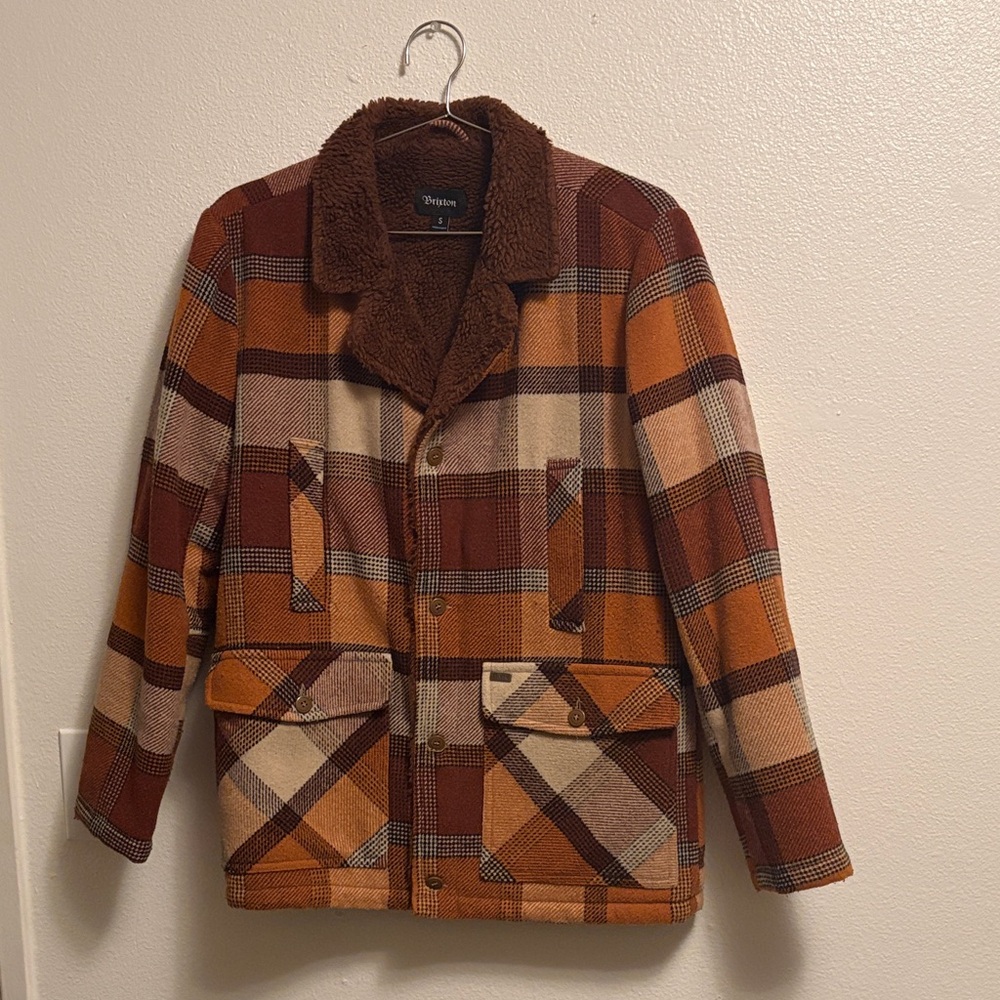 Brixton Men's Plaid Jacket - Brown and Orange shacket